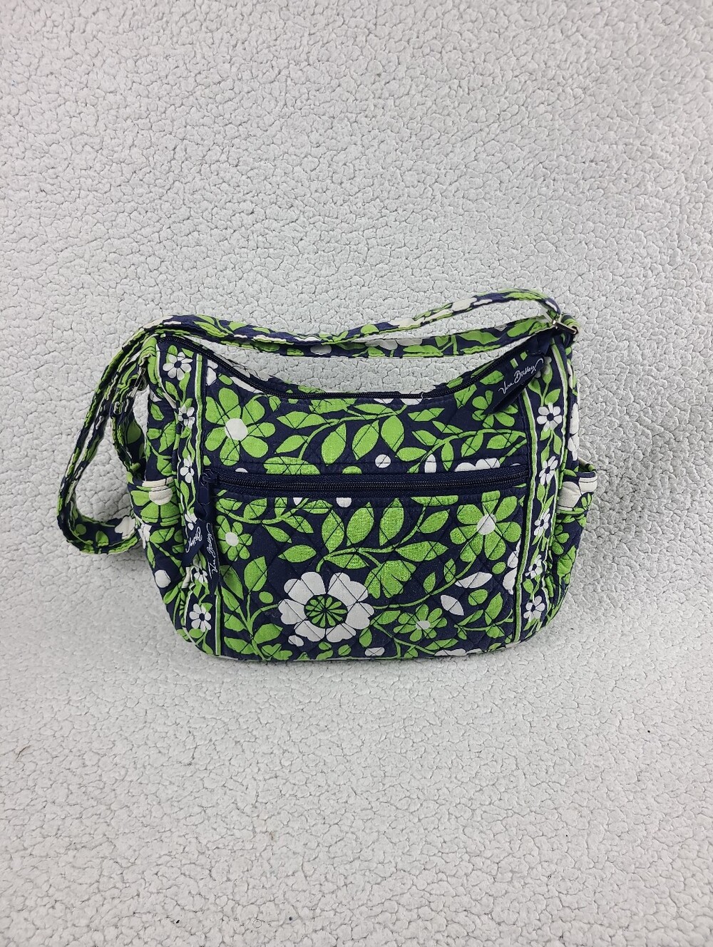 Vera Bradley Quilted Floral Crossbody Shoulder Bag Green Blue EUC